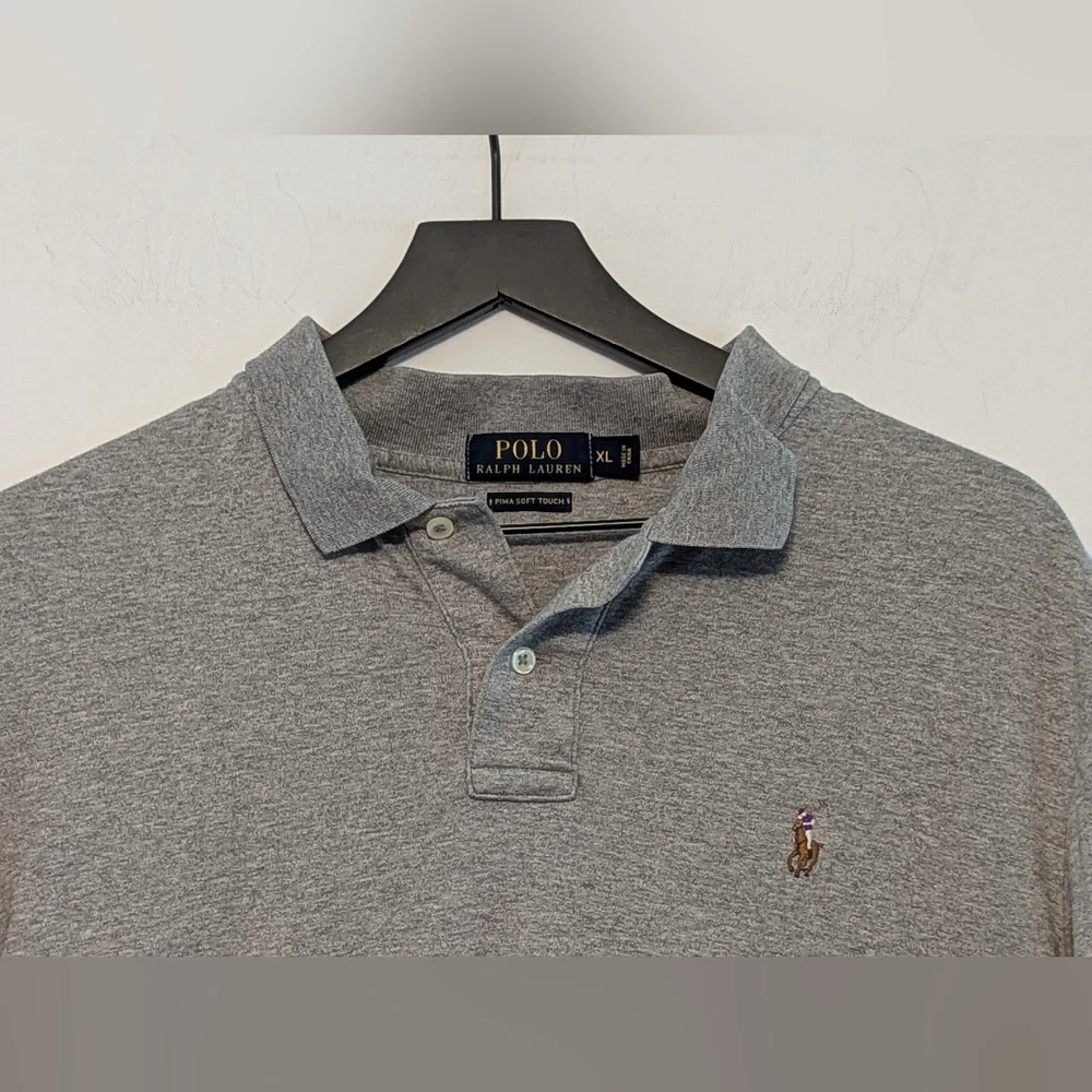 Polo Ralph Lauren Mens Gray Shirt Top Casual XL Pima Cotton Soft Excel Used Cond